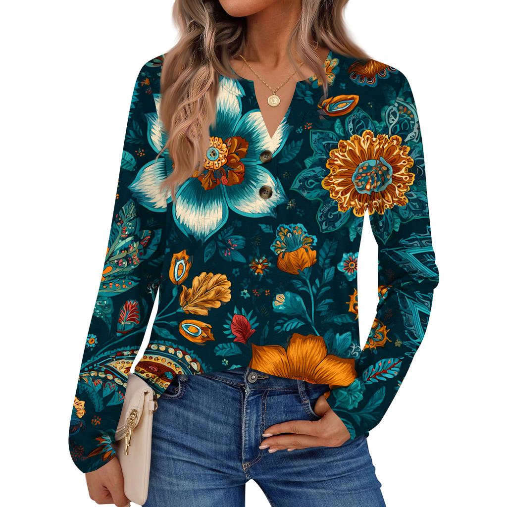 Женская рубашка с цветочным принтом, с длинным рукавом, элегантные повседневные топы, модная рубашка