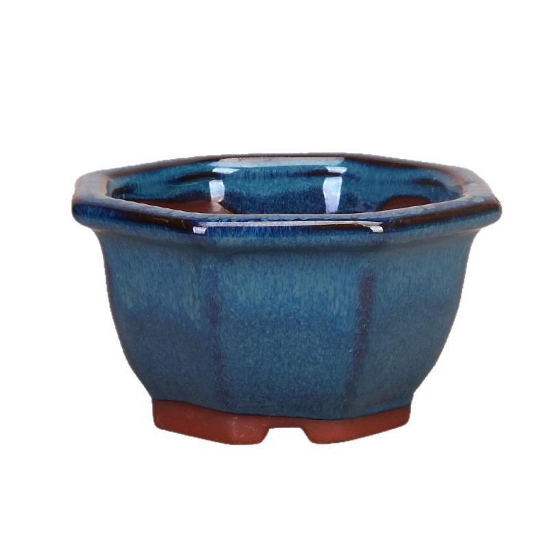 Purple Clay Glazed Succulent Flower Pot for Office Desktop