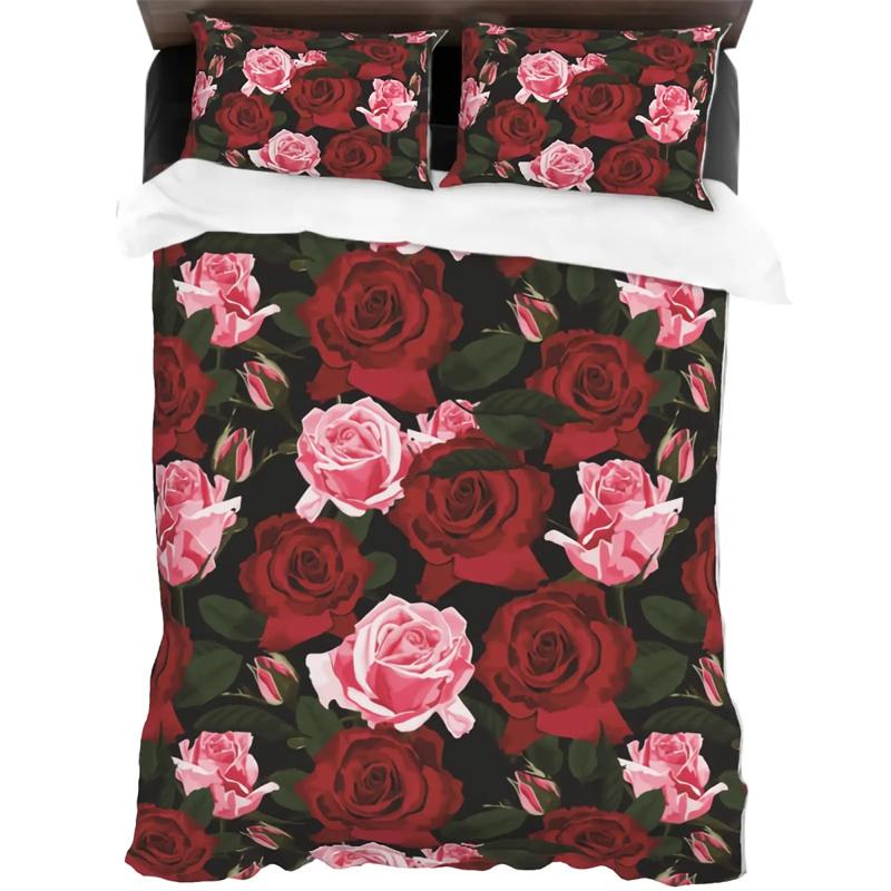 ValentineS Day Gifts Blue Rose Floral Duvet Cover Collection King Size 3 Pieces 3D Printed Blossom Bedding Collection Room Decoration Women