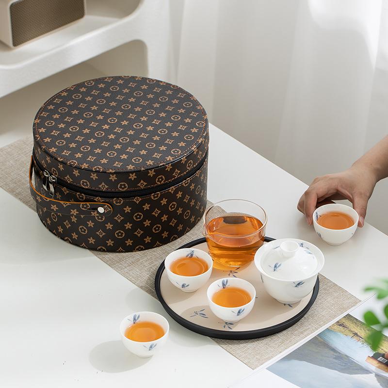Suet jade porcelain Kuaike travel portable tea set company business gift activity souvenir printing