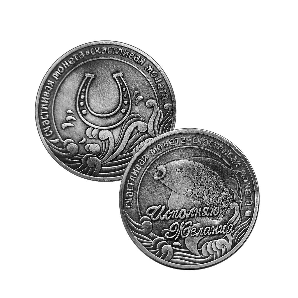 Коллекция двухсторонних монет из парчи с карпом, коллекционные подарки