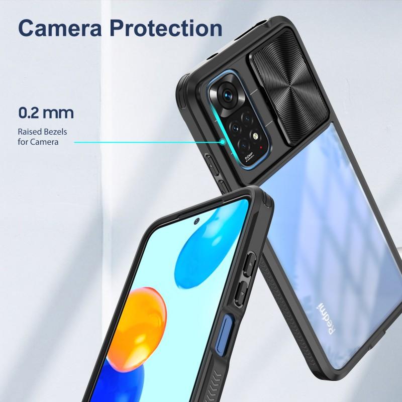 Чехол с выдвижными линзами для Xiaomi Redmi Note 11 11s 10 10s 9 9A 9T Poco X3 NFC M3 Pro, противоударный прозрачный акриловый чехол