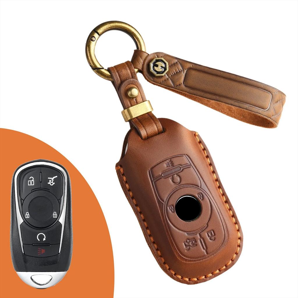 Luxury Leather Car Key Case Cover Fob Protector Keychain Accessories for Buick Envision Vervno GS 20T 28T Encore New Lacrosse
