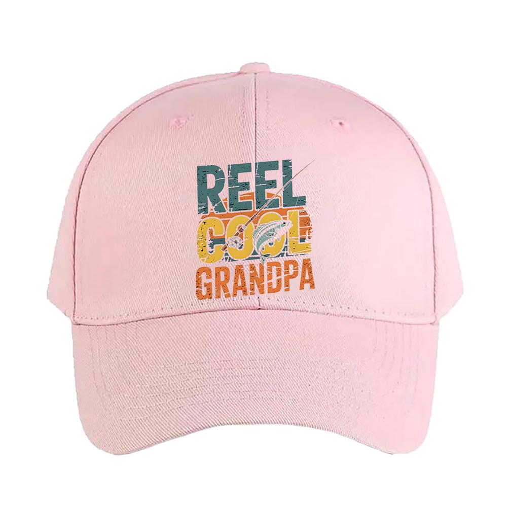 Vintage REEL COOL GRANDPA Fishing Woman Man Baseball Cap Adult Adjustable with Curved Brim Hiking Fishing Hat duckbill cap