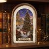 Rustic Christmas Wall Decor Wooden Decoration, Vintage Arched Window Frame Desktop Holiday Decor, Winter Xmas Party Table Sign