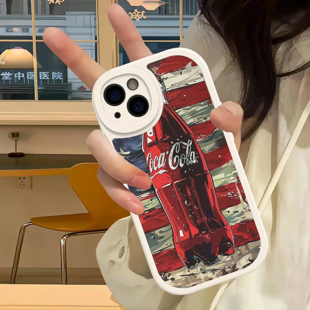 Горячий C-Coca Напитки C-Cola Чехол для телефона Для Iphone 16 15 14 13 12 11 Pro Max Plus Кожаный Мягкая задняя крышка