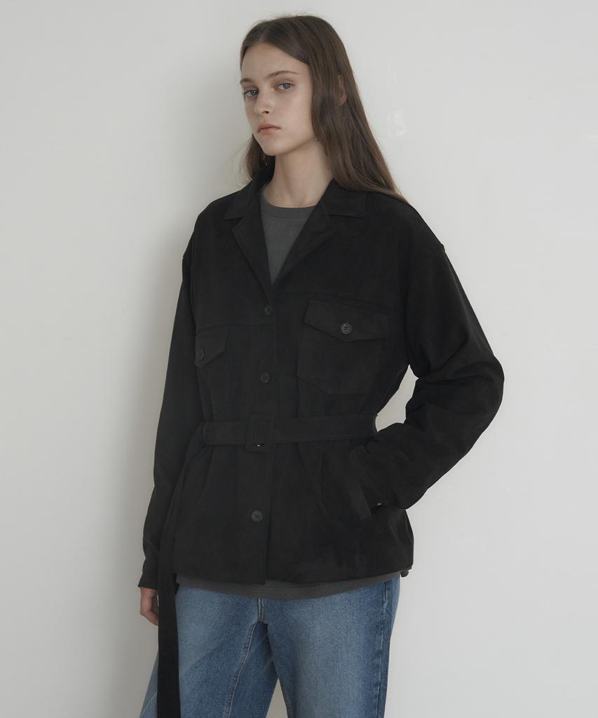 Morceau Par Morceau Suede Strap Jacket [Black]