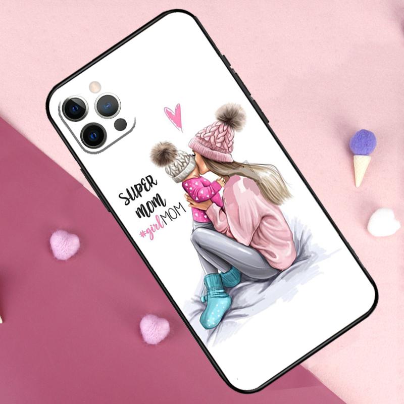 Чехол для телефона 'Мама и дочь' коричневый для iPhone 17 Pro Max 11 14 15 16 Pro Max Plus 12 13 Mini 17 Air 16e Задняя крышка