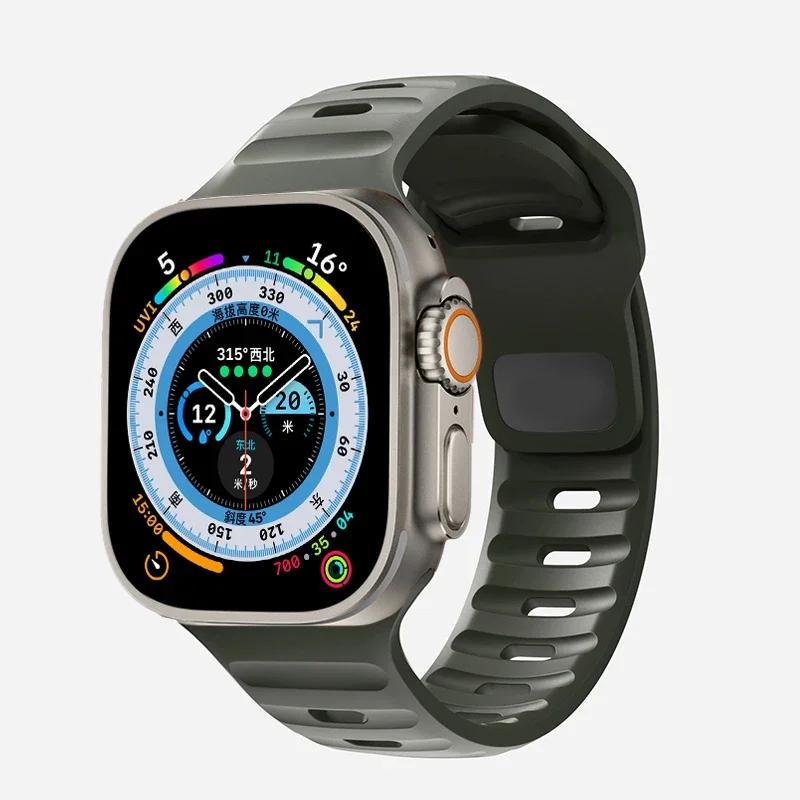 Мягкий силиконовый ремешок для Apple Watch Band Ultra 49 мм 44 мм 45 мм 42 мм 41 мм 42 мм 38 мм спортивный ремешок для часов iwatch Serise 8 7 6 5 браслет