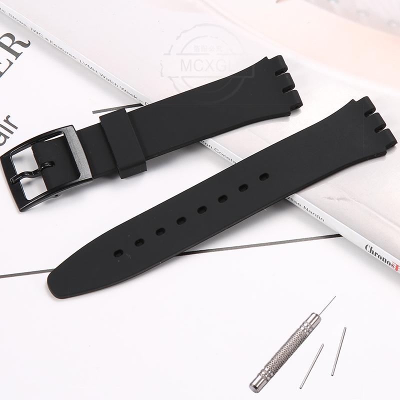 Силиконовый Ремешок Для Часов Swatch 17мм 19мм 20мм Пряжка-Штырек Водонепроницаемый Браслет Наручный Аксессуары Для Часов
