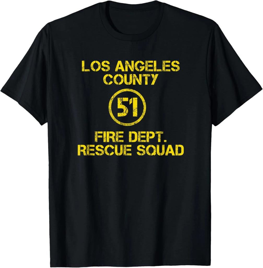 Min NEW LIMITED Los Angeles County 51 Fire Dept Rescue Squad T-Shirt