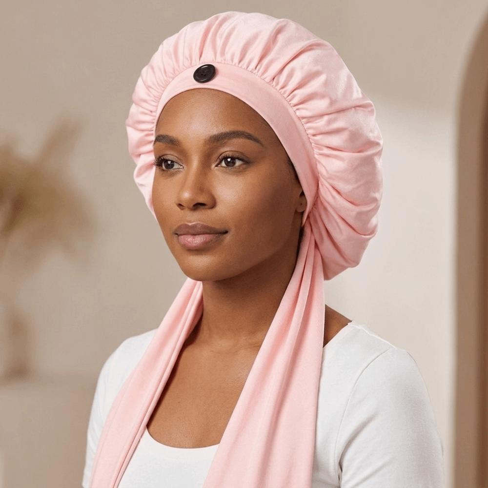 Adjustable Drawstring Sleep Hair Cap Silky Satin Night Cap Long Hair