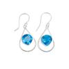 Swiss Blue Topaz Gemstone 925 Sterling Silver Artisan Jewelry Earrings 1.50" EE-38-8