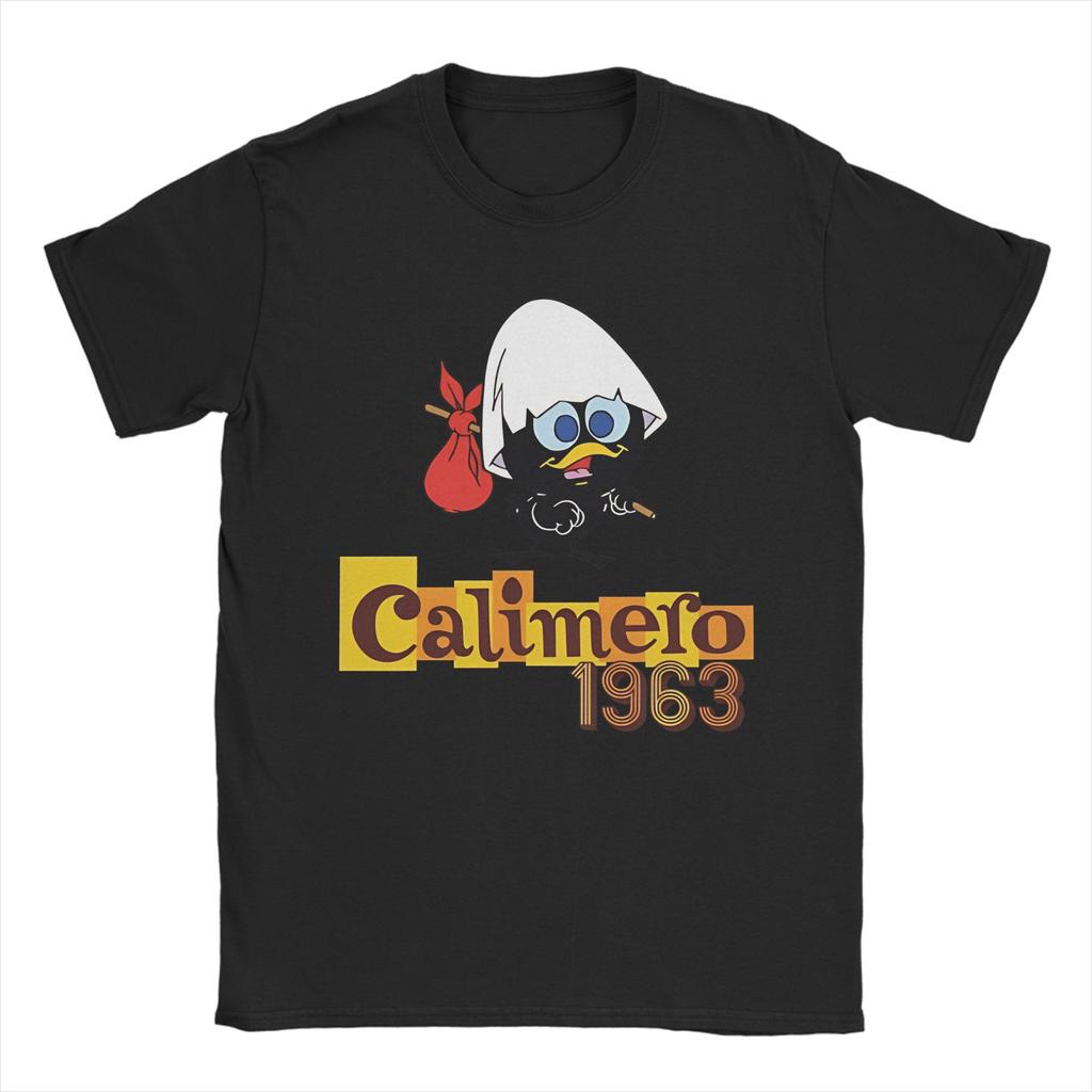 Men Women Printed Calimero Black Chick T Shirt Tee Pure Cotton T-shirts Clothing