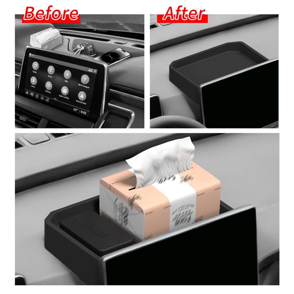 Smabee for Toyota RAV4 2026 Car Dashboard Storage Tray Display Screen Rear Storage Box Silicone Tray Organizer Accessories Black