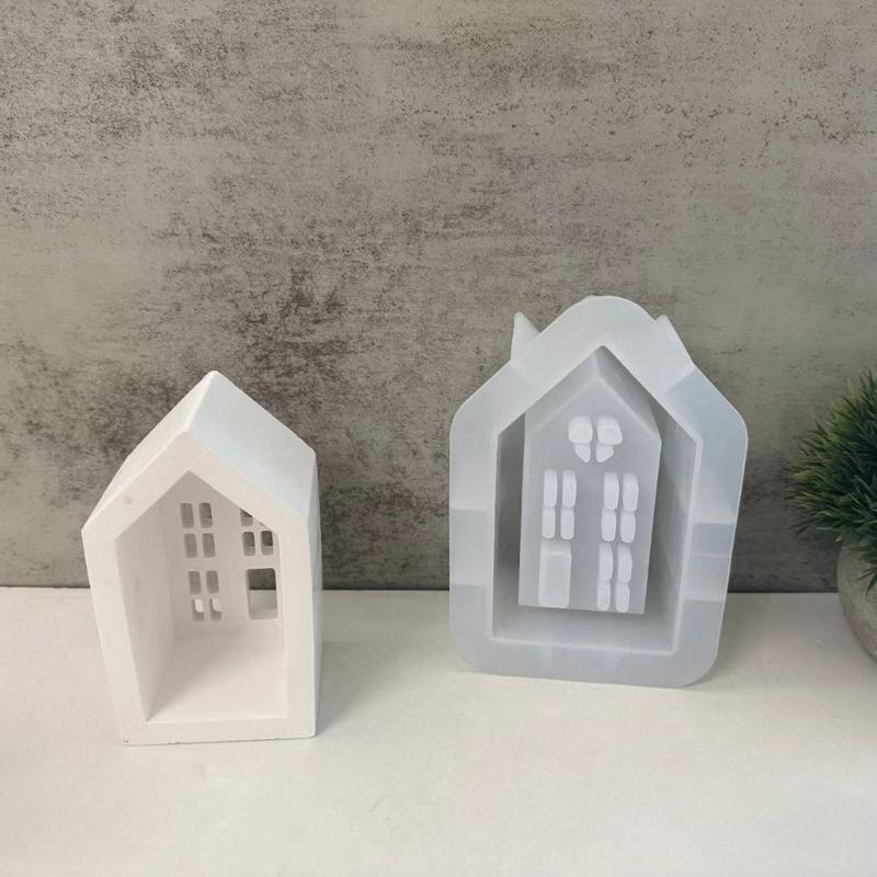 3D Дом Подсвечник Силиконовая Форма DIY Цемент Гипс Глина Подсвечник Украшения Из Смолы Формы Украшения Для Дома