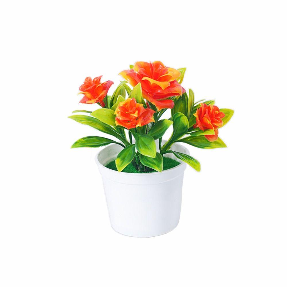 Многоцветная искусственная роза бонсай ремесло реалистичные горшечные растения креативная имитация цветы в горшках