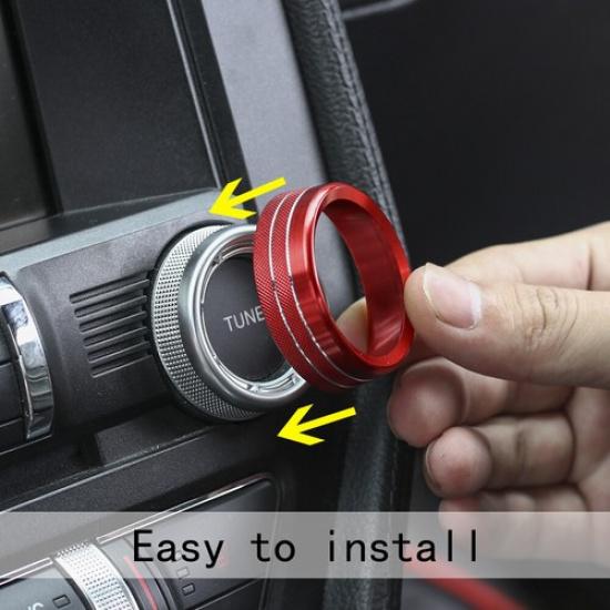 Aluminum Radio Volume Adjustment Knob Trim Switch Cover For Ford Mustang 2015+