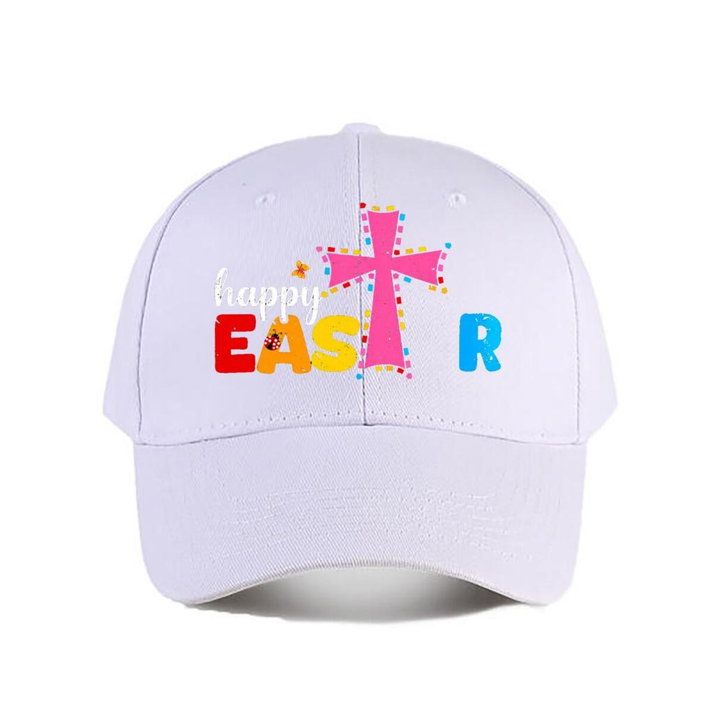 Happy Easter Colorful Cross Baseball Cap Fashion Unisex Sunhat Womens Outdoor Sports