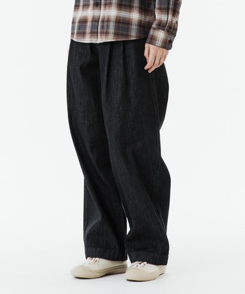 BROMPTON LONDON W Two Tuck Denim Trousers - Black (P263Wdp461)