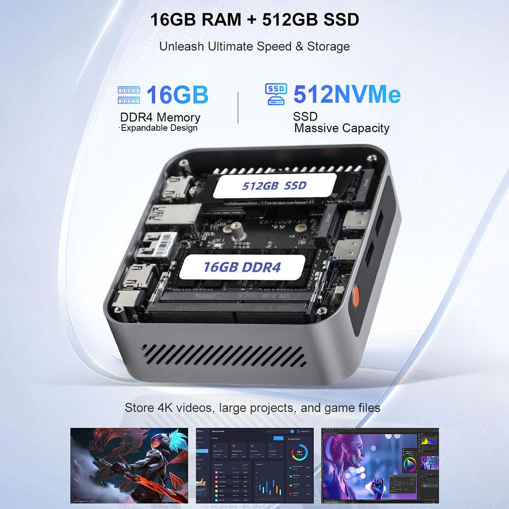 Ninkear Мини-ПК M7, AMD Ryzen 5 7430U 6 ядер Макс. 4,3 ГГц, 16 ГБ ОЗУ 512 ГБ SSD, 2*HDMI + Type-C 4K Поддержка трех мониторов