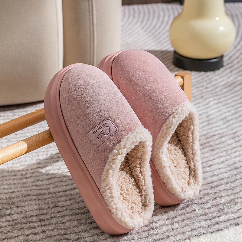 Fashion Comwarm Winter Plush Slippers For Women Indoor Antiskid Warm Cotton Slippers Fur Fluffy Flat Home Slides Lady Casual Furry Shoes