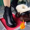Fur Non-Slip Snow Boots for Women Plush Zipper Winter Boots Women Solid Color Warm Mom Cotton Padded Flat with Shoes 2024