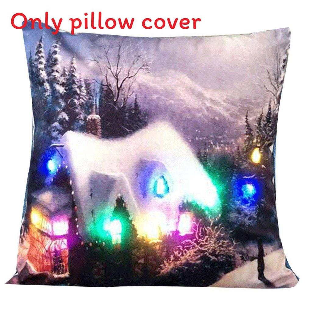 Led Vintage Cotton Linen Pillow Case With Color Changing Lights For Sofa And Couch Decor
