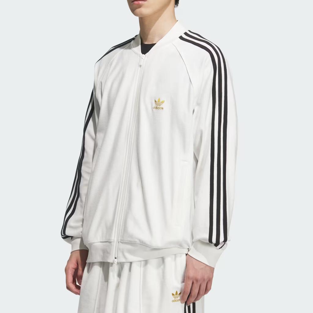 adidas Оригиналы Color Block Логотип Бейсбольный воротник Свободный Длинный рукав На молнии Куртка Мужские Куртки Белый JX8972