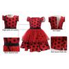 Girls Cosplay Costume Polka Dot Red Dress With Bag Gloves Mask Earrings For Kids Bug Halloween Birthday Dress Up