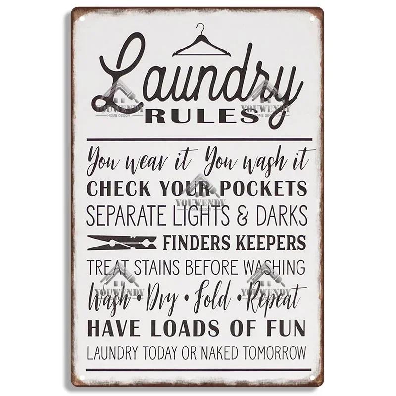Laundry Sign Vintage Tin Sign, Metal Plaque, Retro Metal Sign, Wall Decor for Laundry Room