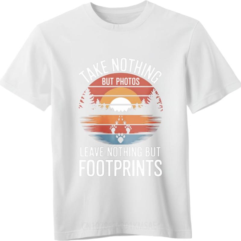 Classic Tshirt Short Sleeve T Shirt Fashion Take Nothing But Photos Leave Nothing But Footprints Minimalist For Unisex Teeshirt