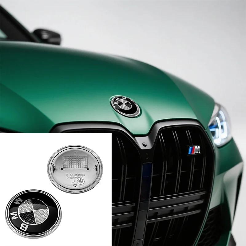 1Pcs automobile hood and trunk badge carbon fiber decorative badge 74/82mm for BMW X5E70 E30 F32 F35 F02 F07 F18 F07