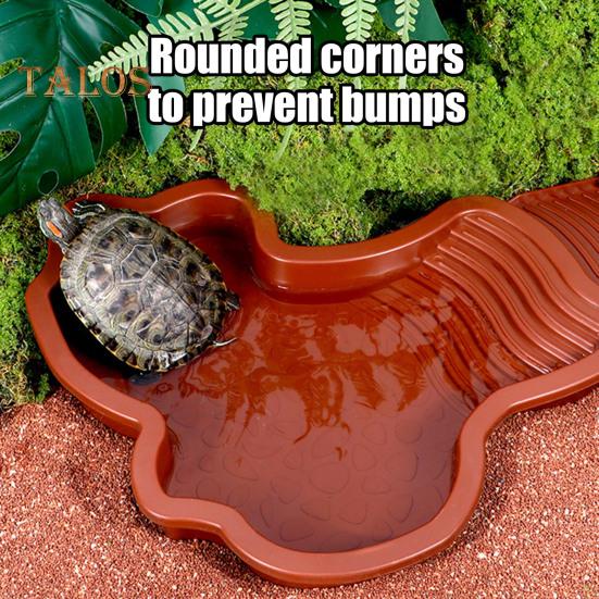 Миска для воды для черепах с пандусом 2-в-1, большая миска для кормления рептилий, купальный бассейн, аквариумное украшение для ящерицы, геккона, черепахи, змеи, бородатой агамы