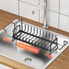 Kitchen Counter Small Dish Drying Rack Adjustable Metal Dish Drainer with Drainboard for Plates Bowls Cups Pots Cutting Boards