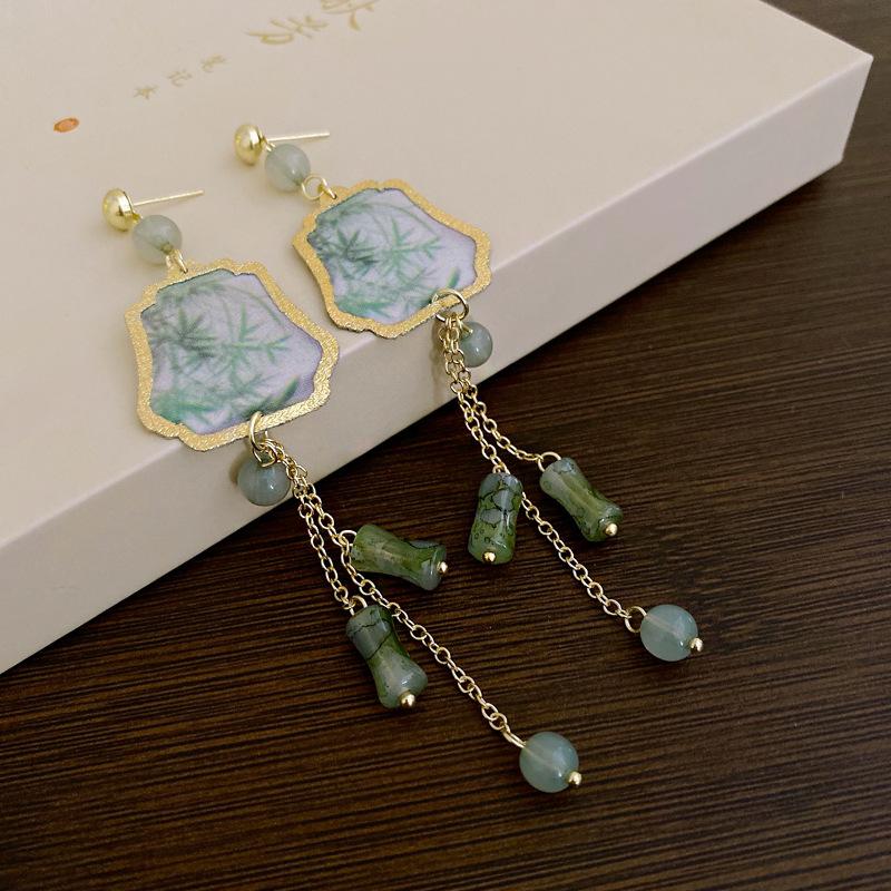 Гуофэн Серьги-кисточки с цирконом 'Серебряная игла', Ретро Легкая роскошь Высококлассные серьги-гвоздики Нишевые Универсальные серьги