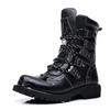 Fashion Mens Motorcycle Boots Leather Boots New Fashion Cowboy Shoes Outdoor Sports Military Tactical Boots Gothic Punk Boots D474
