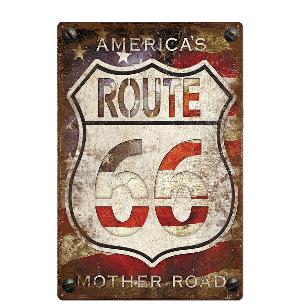 Винтажная табличка Route 66 США, металлическая жестяная пластина, для бара, паба, клуба, мужской берлоги, настенное украшение, табличка, ретро-постер, декор для дома, 30x20 см