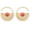 [Q8414] - Gold Plated Hoop Earrings 'Cleapatra' Golden Coral - 25 Mm