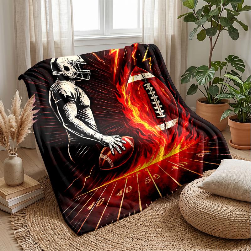 Flame and Water Soccer Theme blanket Lightweight Warm Flannel Blanket Decorative Throw Blanket for Home Decoration