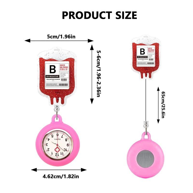 Катушка для бейджа с часами, Креативный медицинский дизайн в виде капельницы и группы крови, Забавный выдвижной держатель для ID-карты на шнурке для работников здравоохранения
