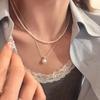 Двухрядное жемчужное ожерелье для женщин, Стильная цепочка-замок, Роскошное и универсальное, Модное шейное украшение