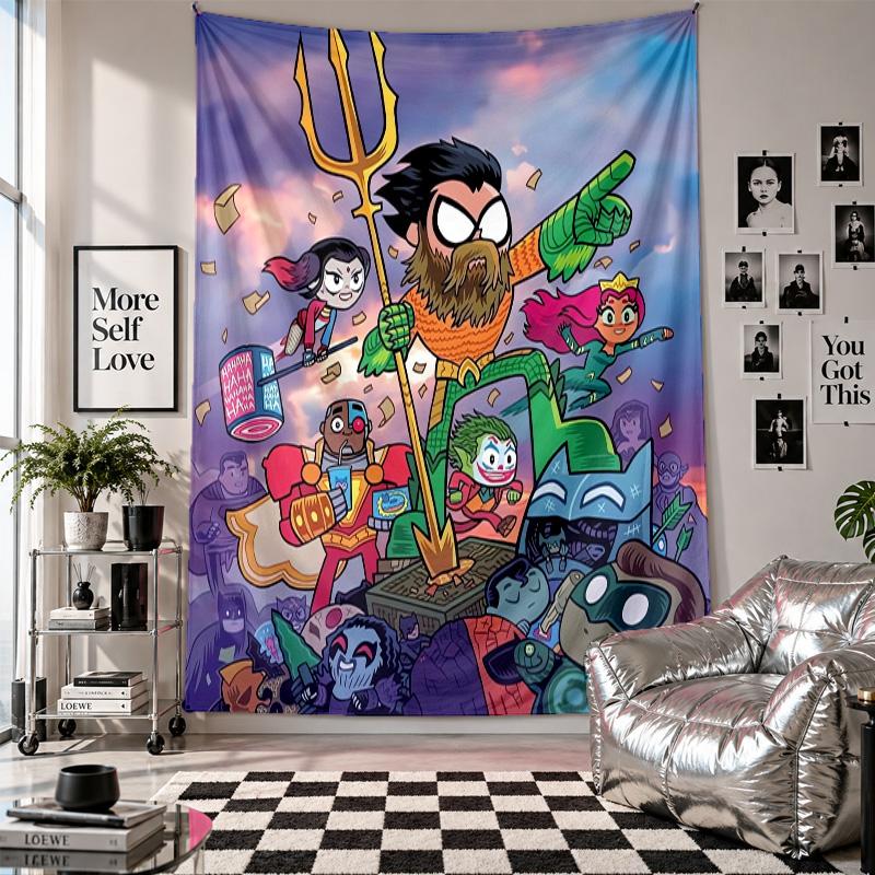 Wall TapestryTeen Titans Go Art Hanging Cloth Decorative Background Cover for Room Decoration