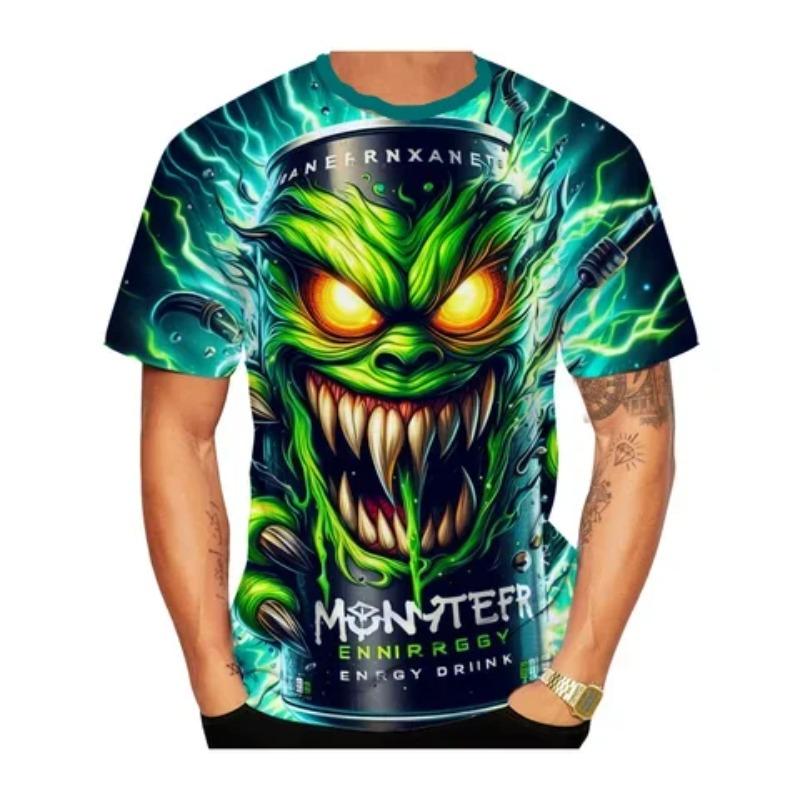 Мужская футболка с принтом узора банки Monster Energy для уличного стиля, удобная для мотогонок, совершенно новая модель 2026 года