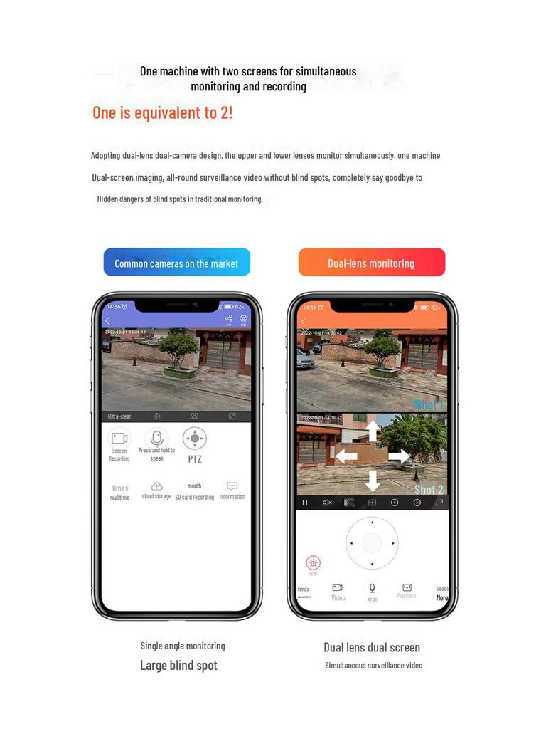V380 Двойной экран 4G Беспроводная наружная интеллектуальная бинокулярная камера с удаленным мобильным доступом