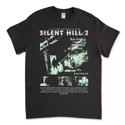 Новая черная футболка Silent Hill 2, Игровая футболка в жанре хоррор-выживание, Унисекс футболка
