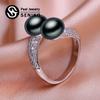 Double Natural Freshwater Pearl Rings For Women Fashion Female Cubic Zirconia CZ Ring Pearl Jewelry Adjustable Ring