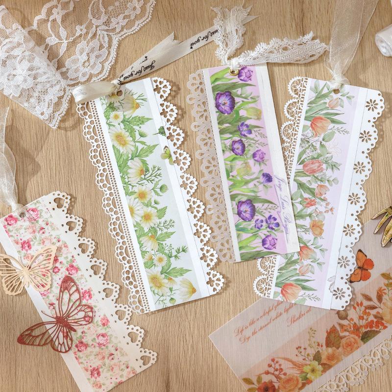 10-Sheet Long Lace Border Material Paper, Delicate Lace Edges for Journal Scrapbooking & DIY Card Making