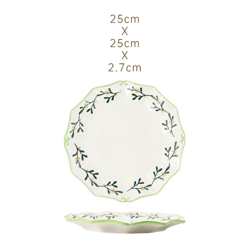 Необычные расписанные вручную керамические тарелки Роскошная ресторанная тарелка для фруктового салата Домашняя вкусная еда Обеденная тарелка Изысканная столовая посуда