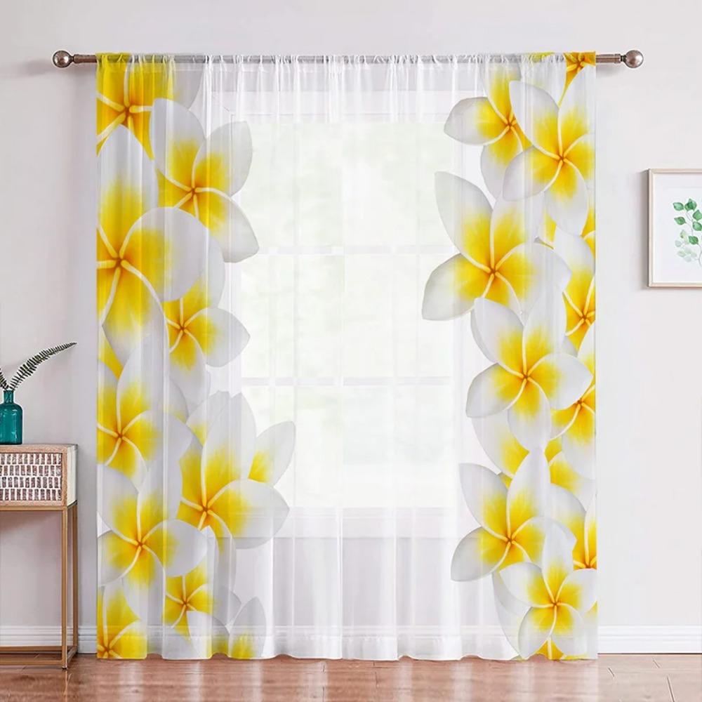 2 шт. Цветочный принт пряжи занавески, карниз для оконного оформления для спальни офиса кухни гостиной кабинета домашнего декора